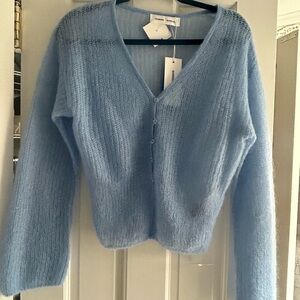 Samsoe Samsoe Women’s Light Blue V-Neck Mohair Blend Cardigan